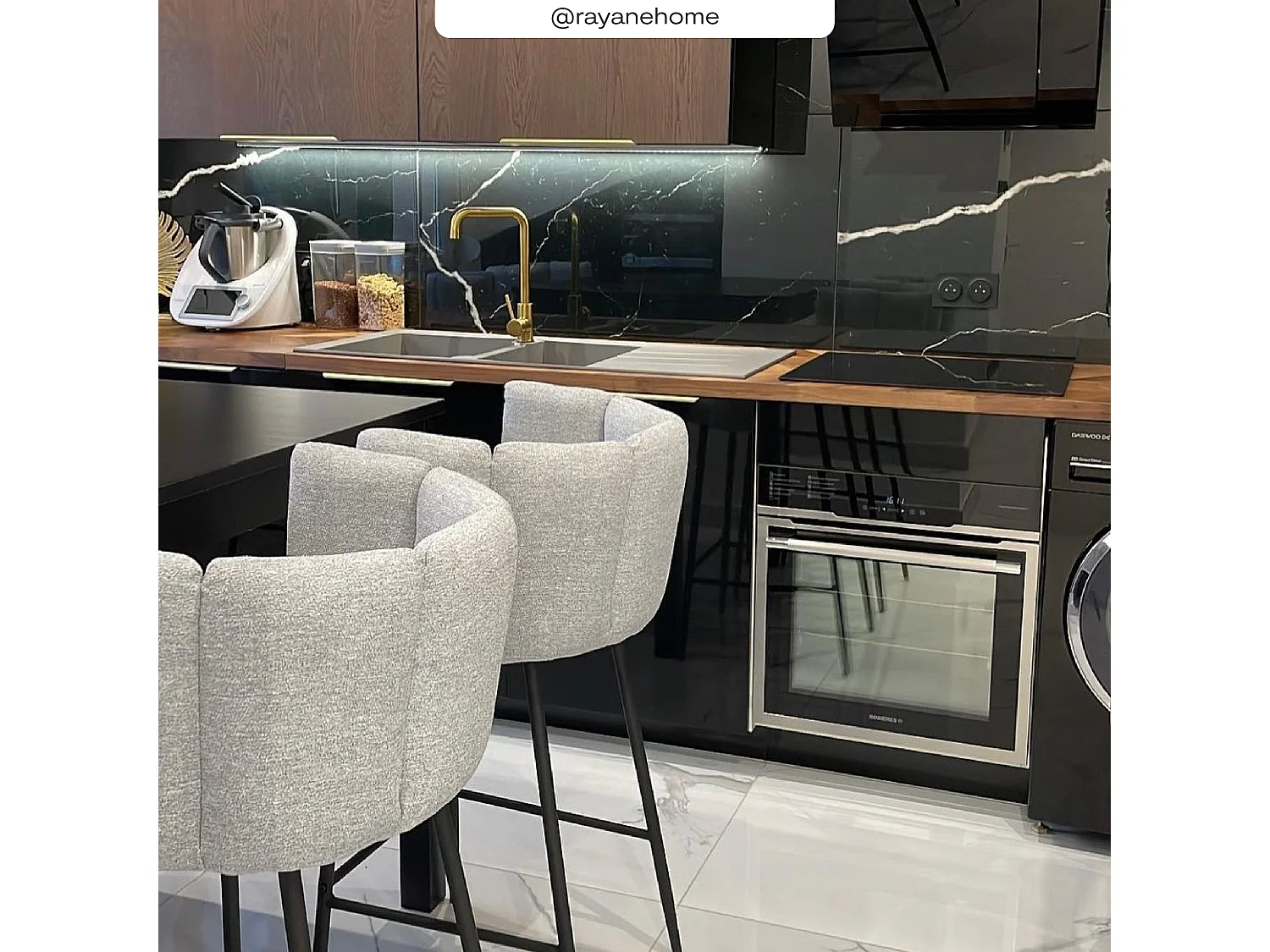 Set di 2 sedie per isola centrale 67 cm in tessuto grigio chiaro - Rosy