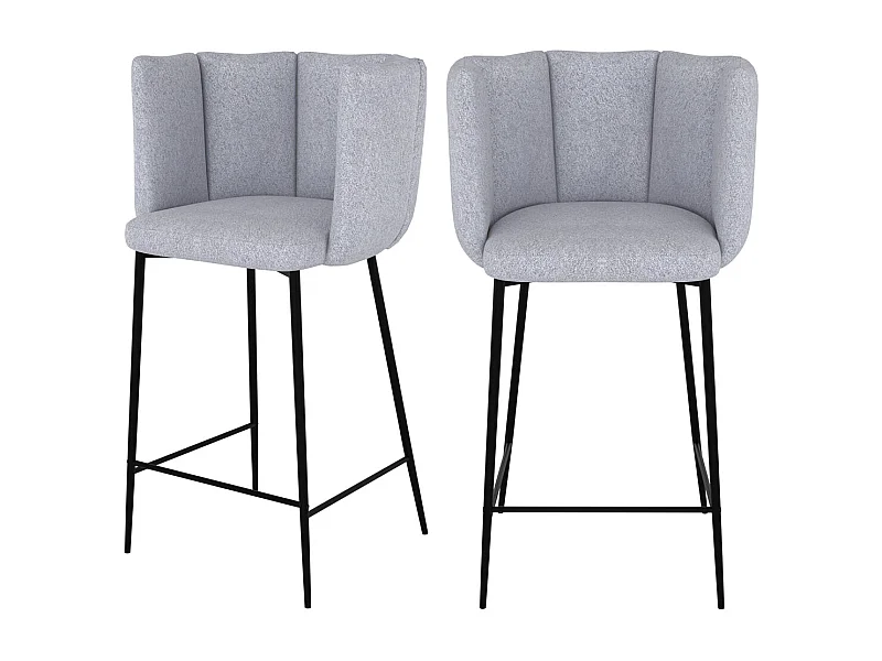 Set de 2 sillas para isla de cocina en tela gris claro 67 cm - Rosy