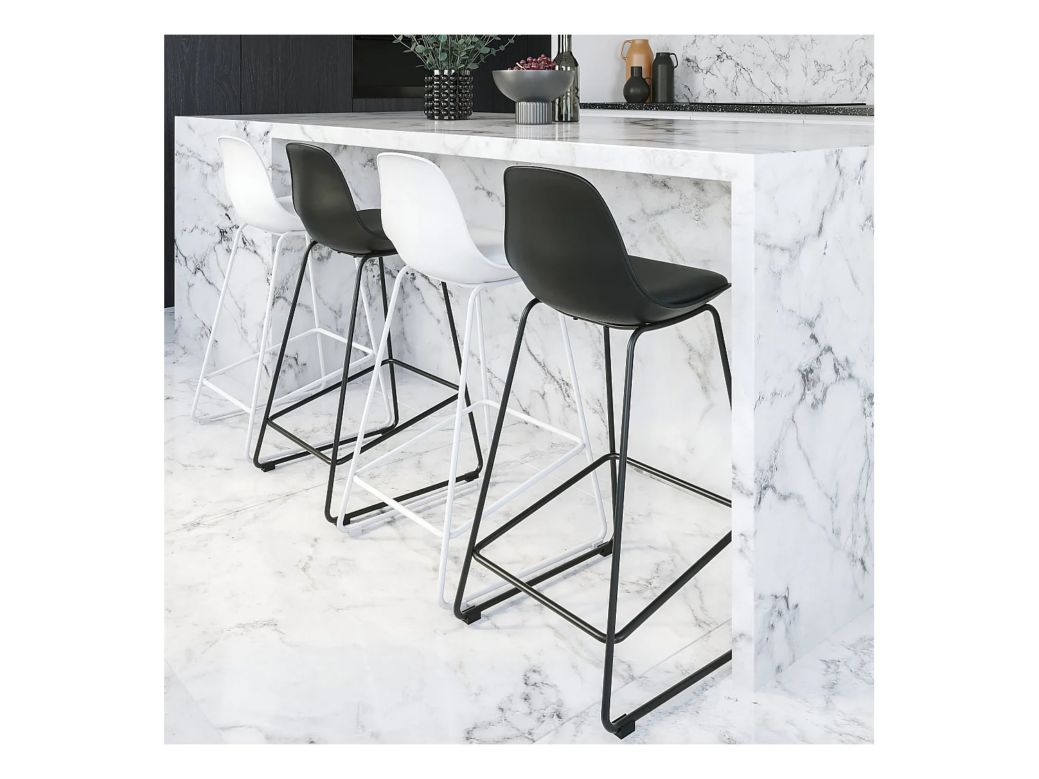 Set de 2 taburetes para isla de cocina blancos 65 cm - Leni