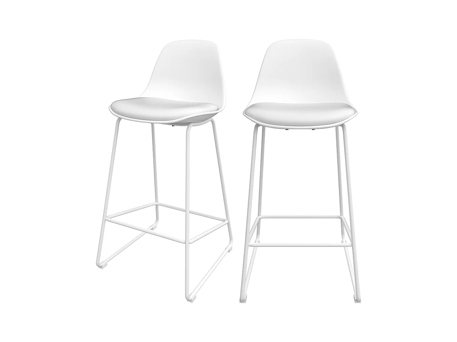 Lot de 2 chaises pour îlot central 65 cm blanches - Leni
