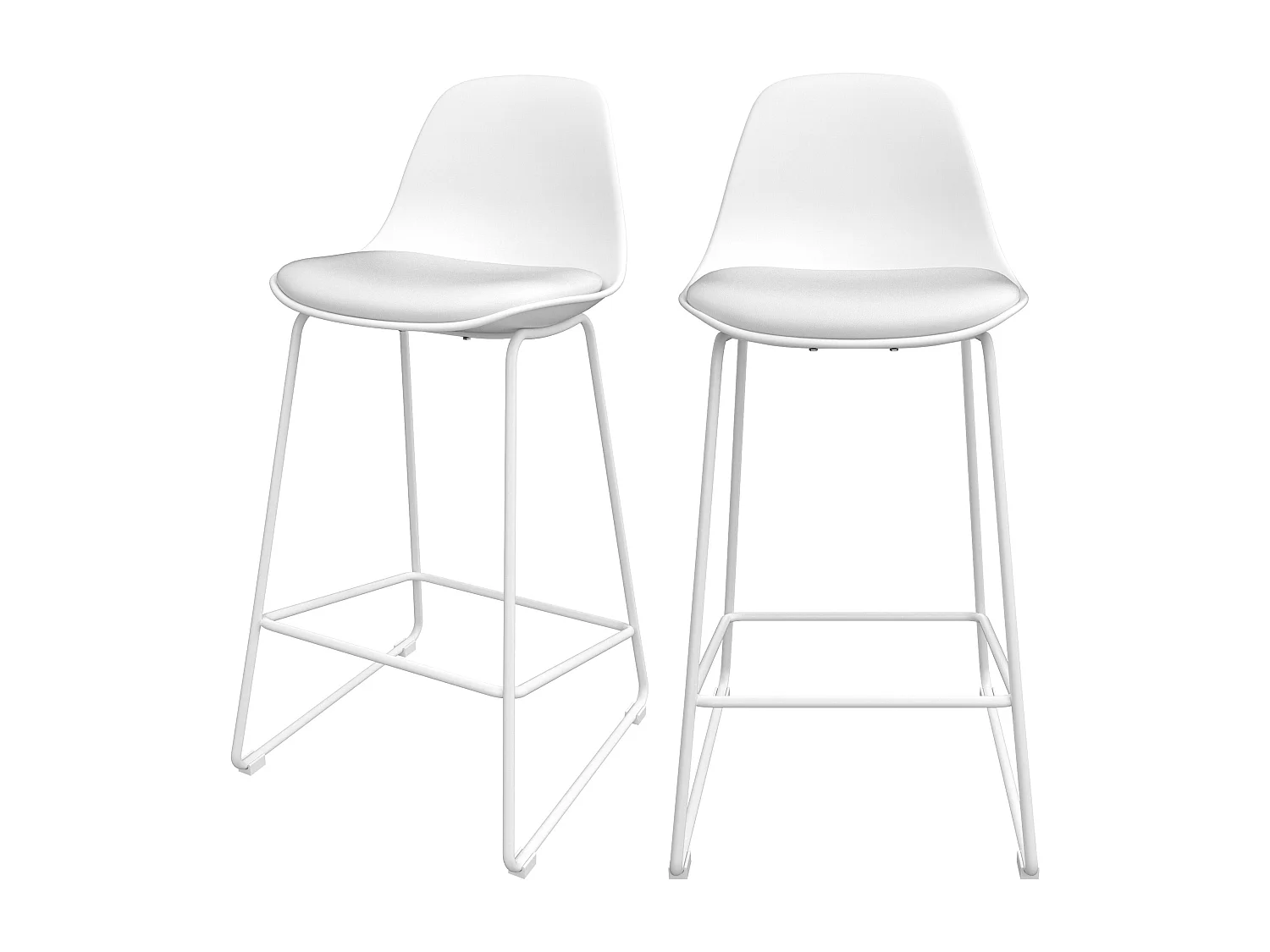 Lot de 2 chaises pour îlot central 65 cm blanches - Leni