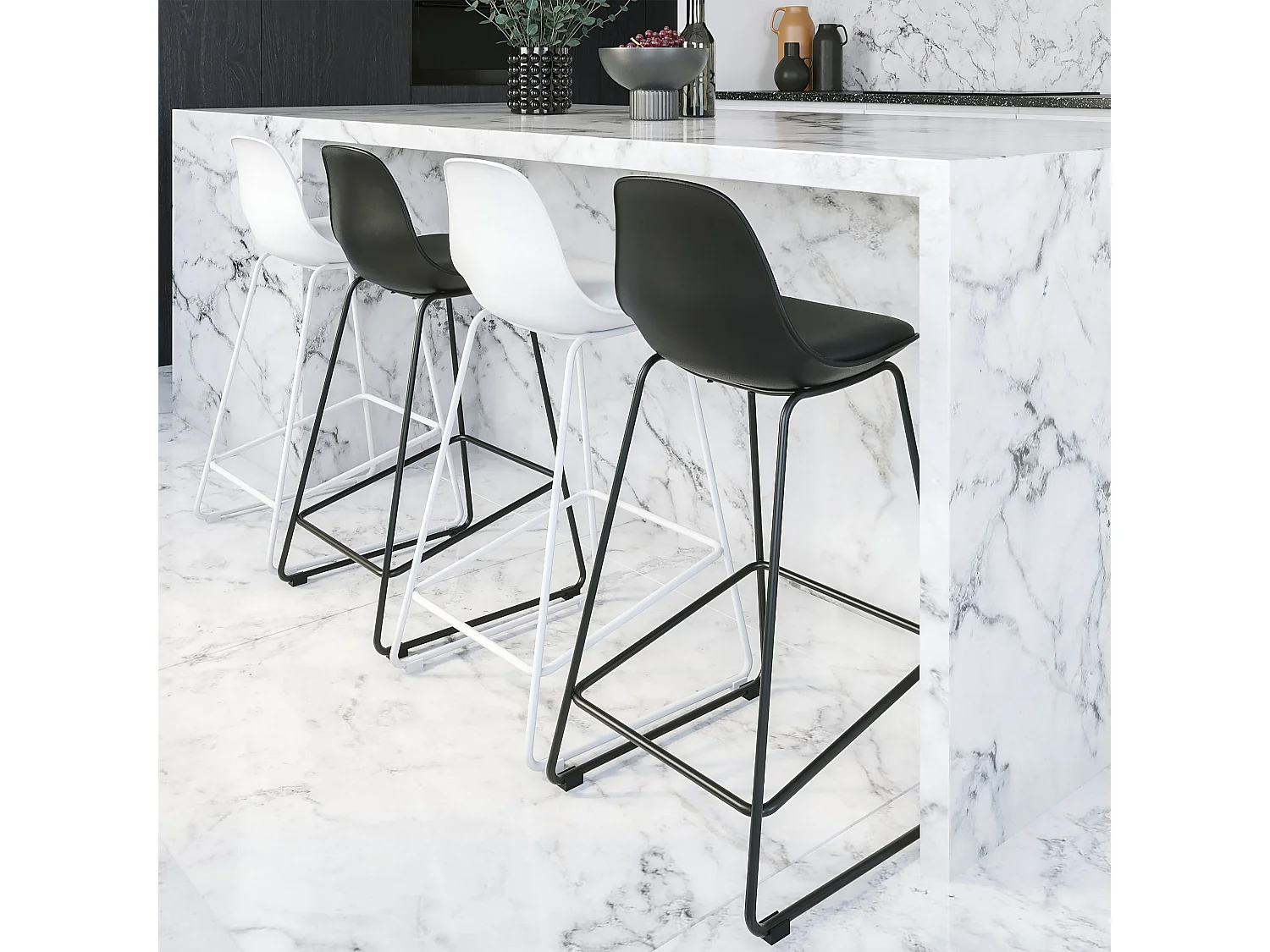 Set de 2 taburetes para isla de cocina blancos 65 cm - Leni