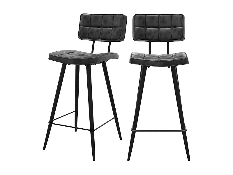 Set di 2 sedie per isola centrale imbottita grigio/nero 66 cm - Texas