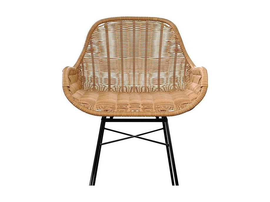 Lot de 2 chaises pour îlot central 65 cm en résine tressée naturelle - Carmela