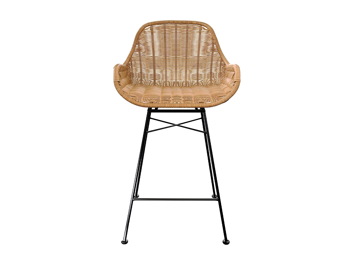 Lot de 2 chaises pour îlot central 65 cm en résine tressée naturelle - Carmela