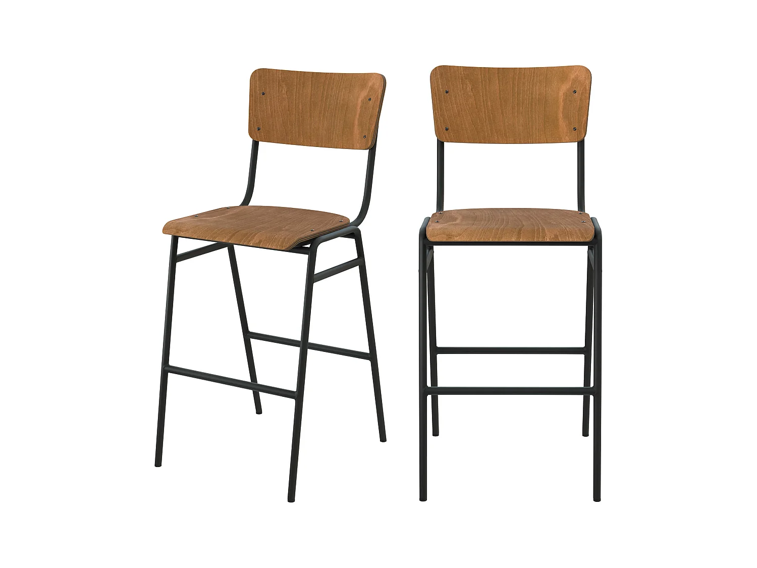 Lot de 2 chaises pour îlot central 66 cm en bois foncé - Clem