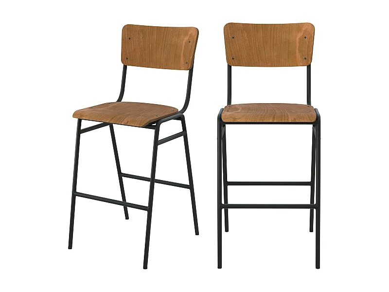 Set di 2 sedie per isola centrale 66 cm in legno scuro - Clem