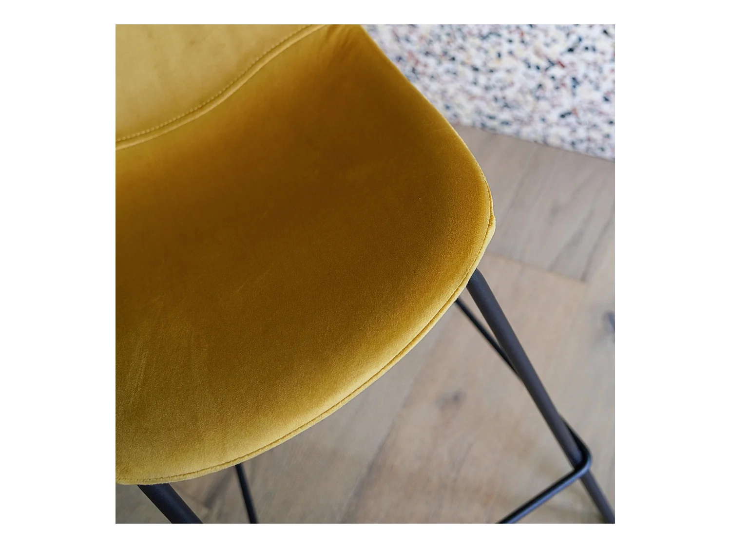 Set di 2 sedie per isola centrale in velluto giallo 65 cm - Henrik