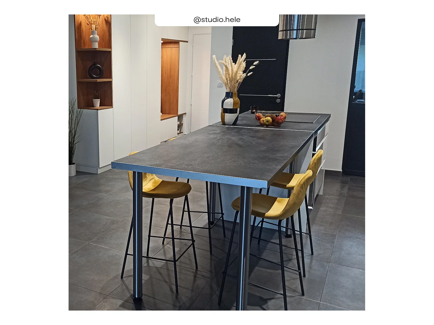 Set di 2 sedie per isola centrale in velluto giallo 65 cm - Henrik