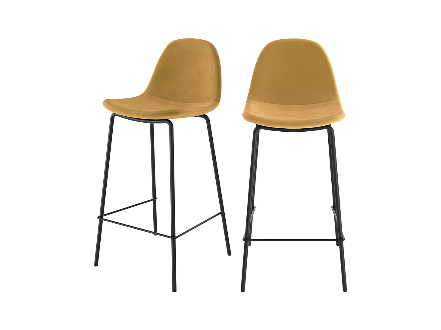 Set de 2 taburetes para isla de cocina en terciopelo amarillo 65 cm - Henrik
