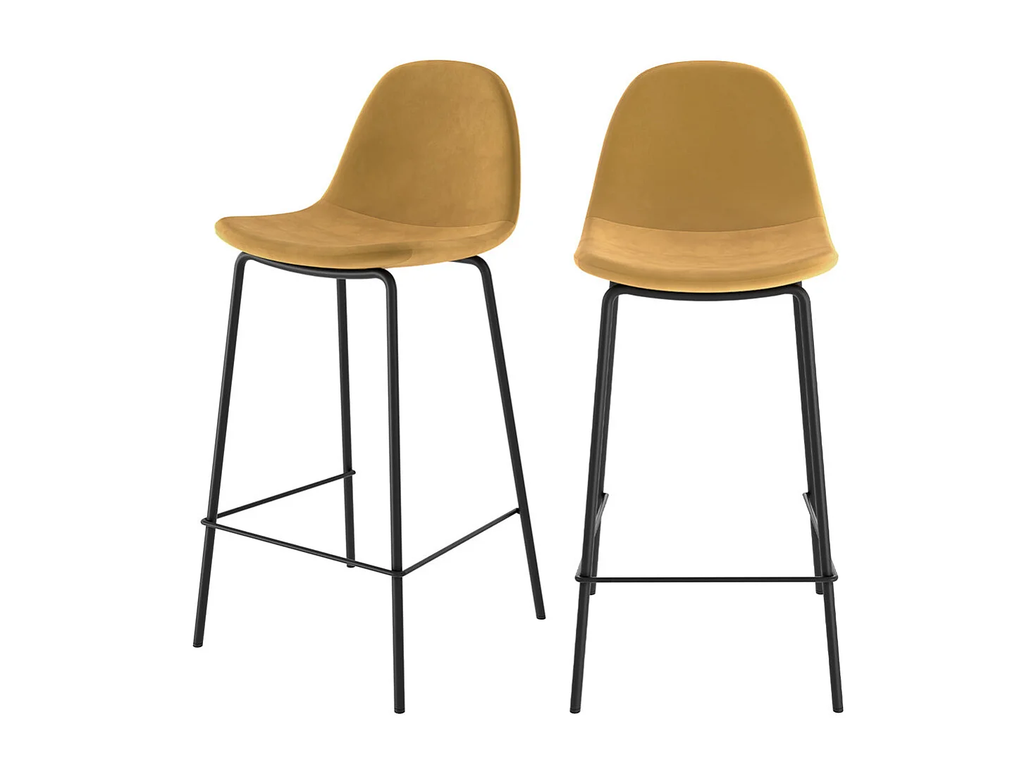 Lot de 2 chaises pour îlot central 65 cm en velours jaune - Henrik