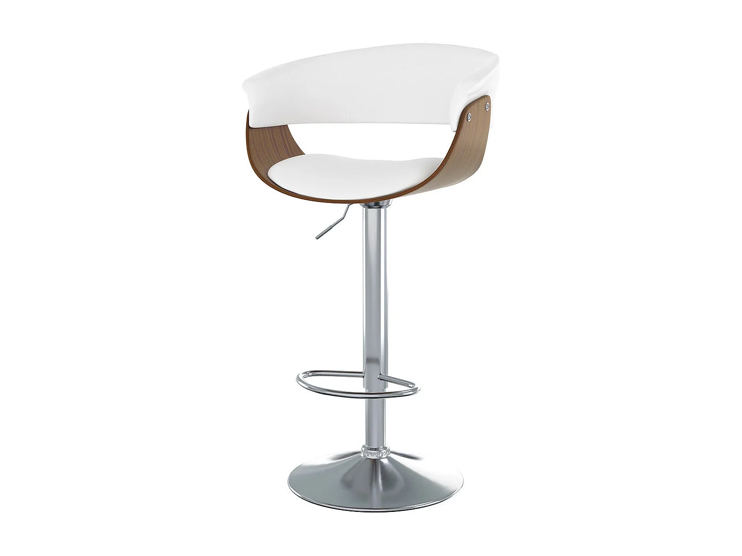 Chaise de bar réglable et pivotante 59/81 cm en cuir synthétique blanc - Basile