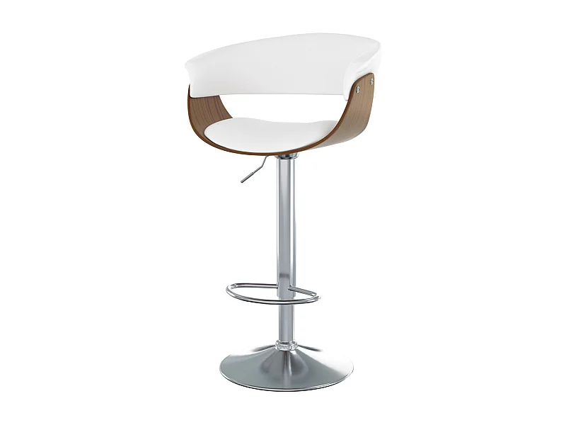 Chaise de bar réglable et pivotante 59/81 cm en cuir synthétique blanc - Basile