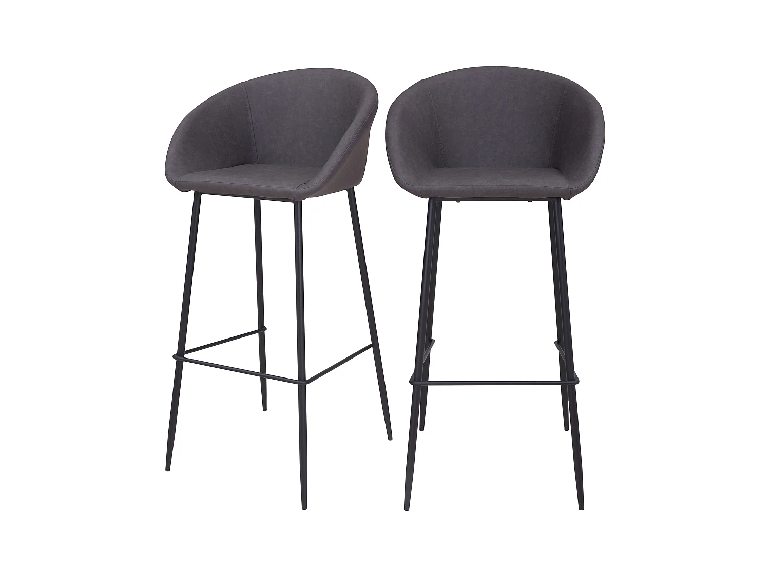 Chaise de bar 75cm en cuir synthétique gris foncé (lot de 2) - Kalba