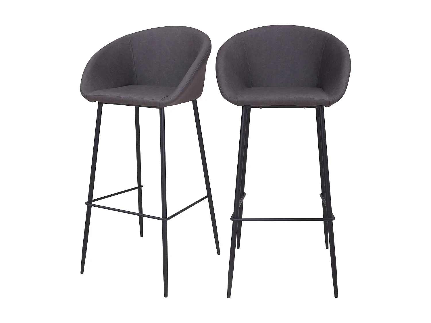 Chaise de bar 75cm en cuir synthétique gris foncé (lot de 2) - Kalba