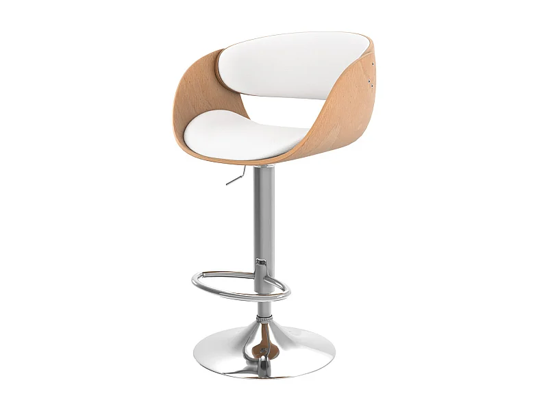 Silla de bar regulable en piel sintética blanca 62,5/83,5 cm - Adelmar