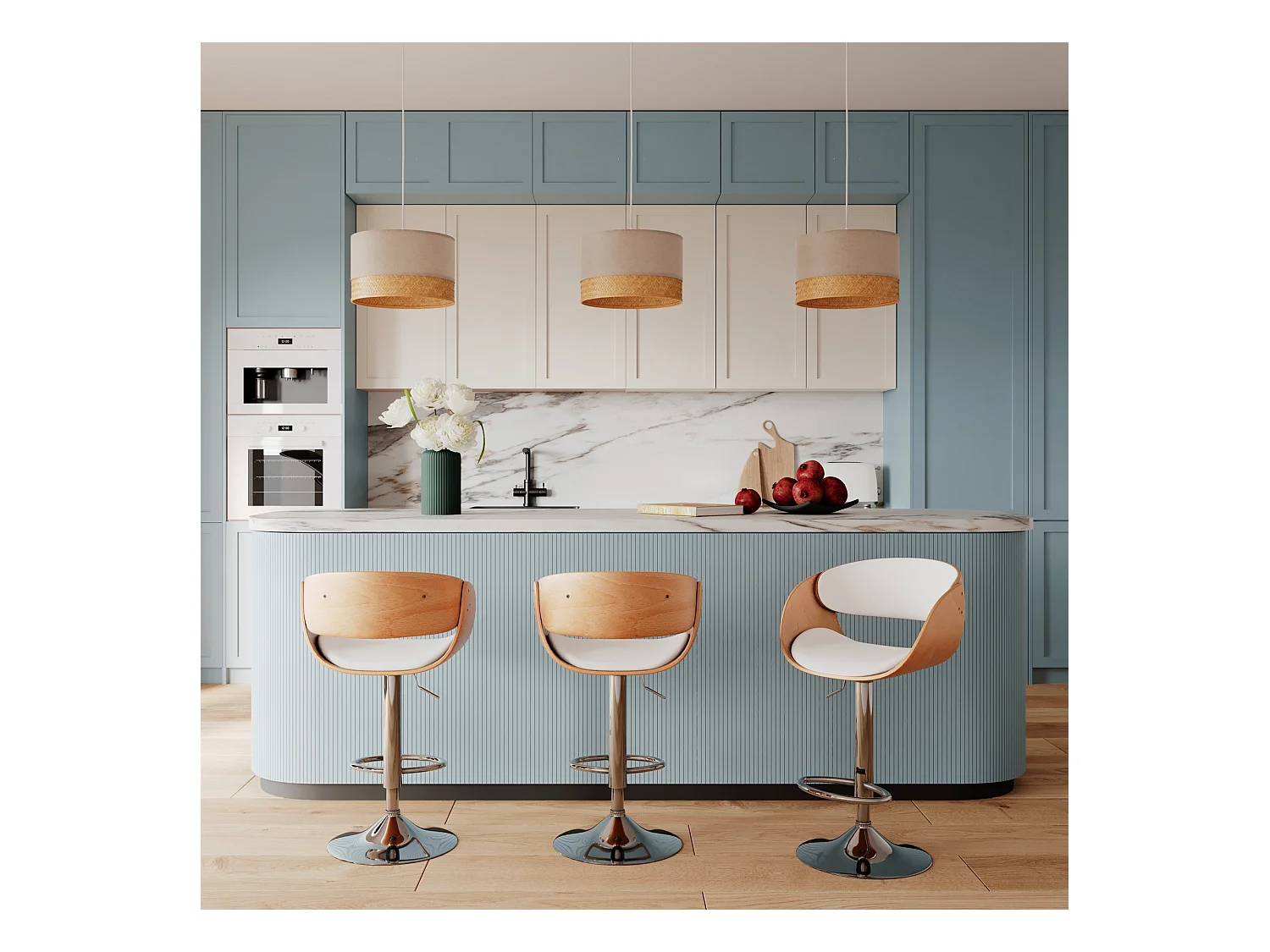 Silla de bar regulable en piel sintética blanca 62,5/83,5 cm - Adelmar