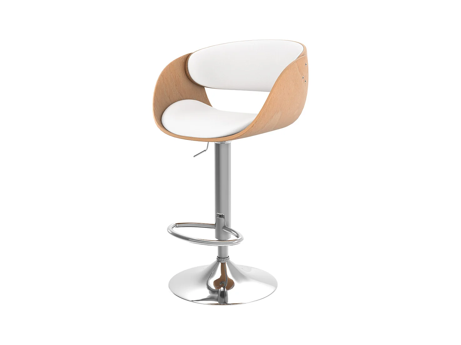 Chaise de bar réglable en cuir synthétique blanc 62,5/83,5 cm - Adelmar