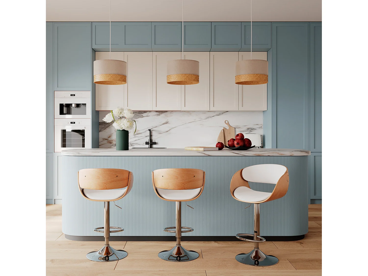 Chaise de bar réglable en cuir synthétique blanc 62,5/83,5 cm - Adelmar