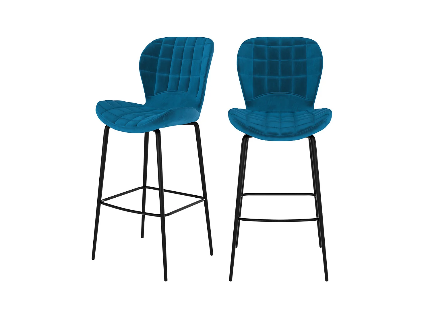 Lot de 2 chaises de bar 75 cm en velours bleu - Mazzia