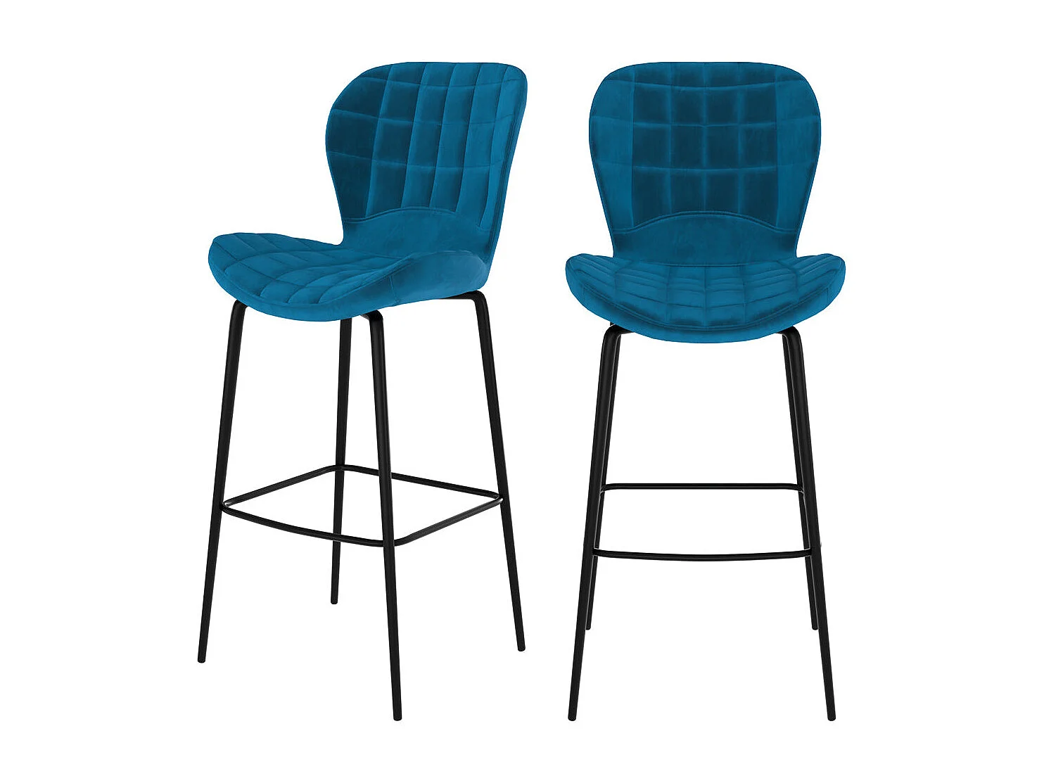 Set di 2 sedie da bar in velluto blu 75 cm - Mazzia