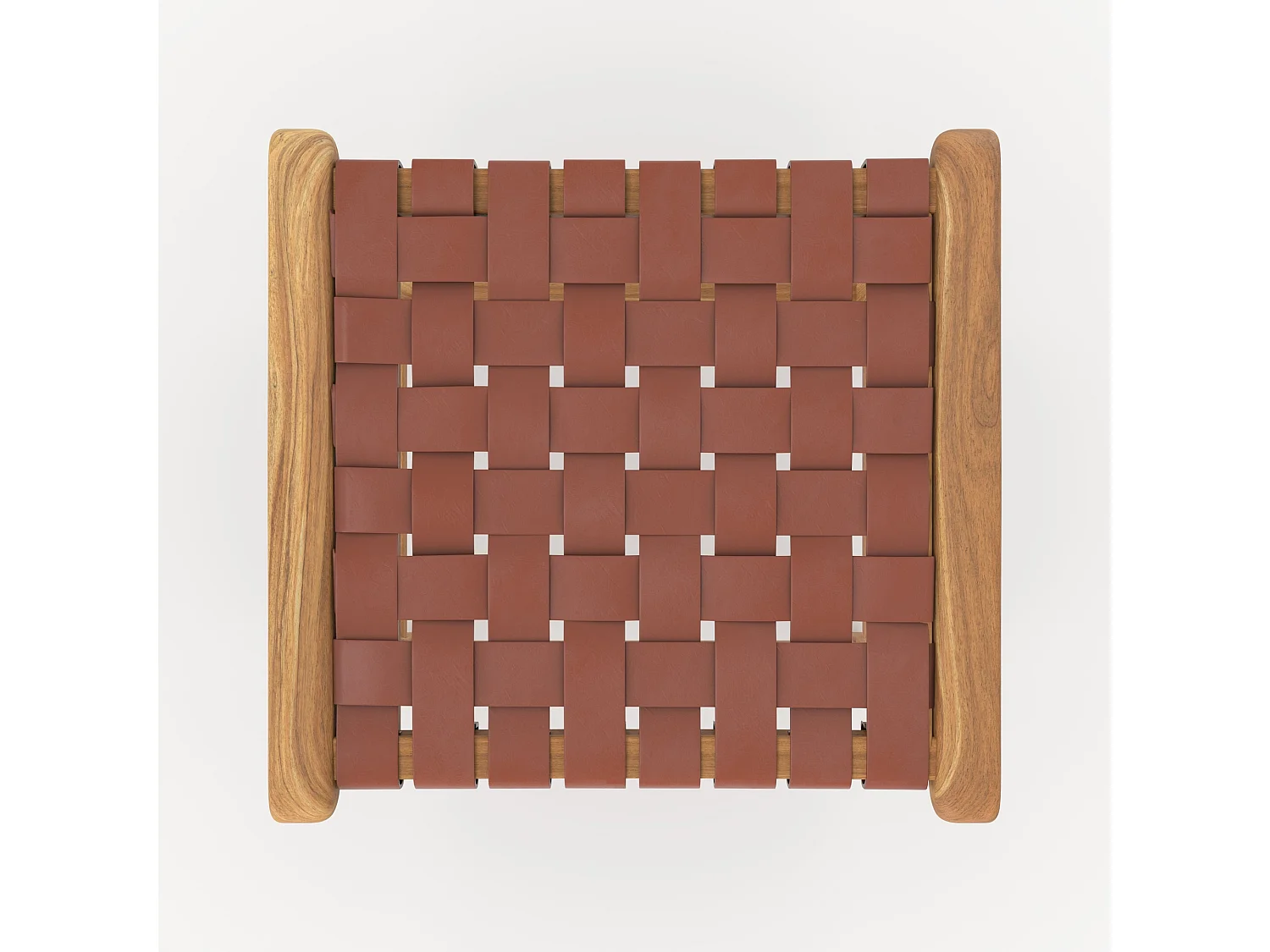 68 cm Kücheninselhocker aus Teakholz und braunem geflochtenem Leder - Kuna