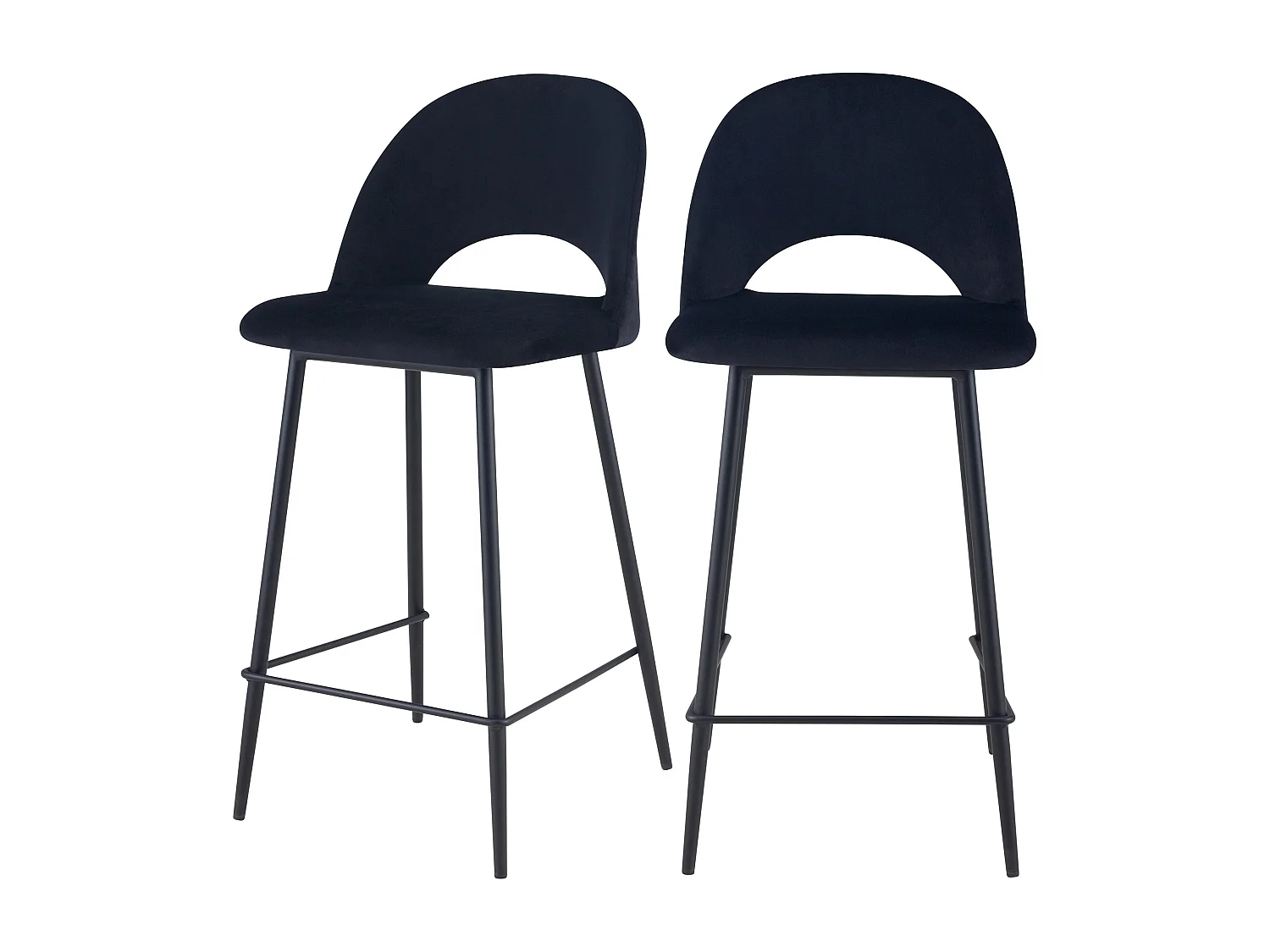 Lot de 2 chaises pour îlot central 65 cm en velours noir - Pénélope
