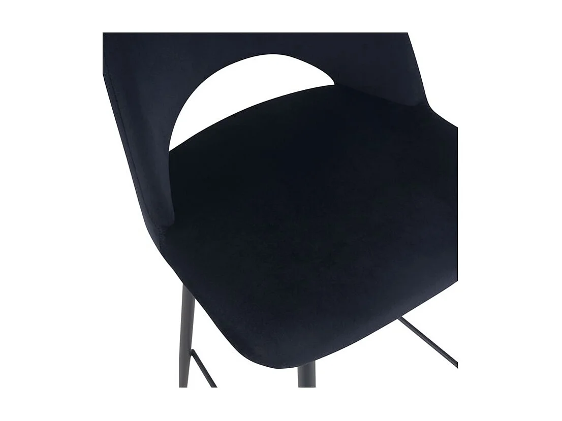 Lot de 2 chaises pour îlot central 65 cm en velours noir - Pénélope