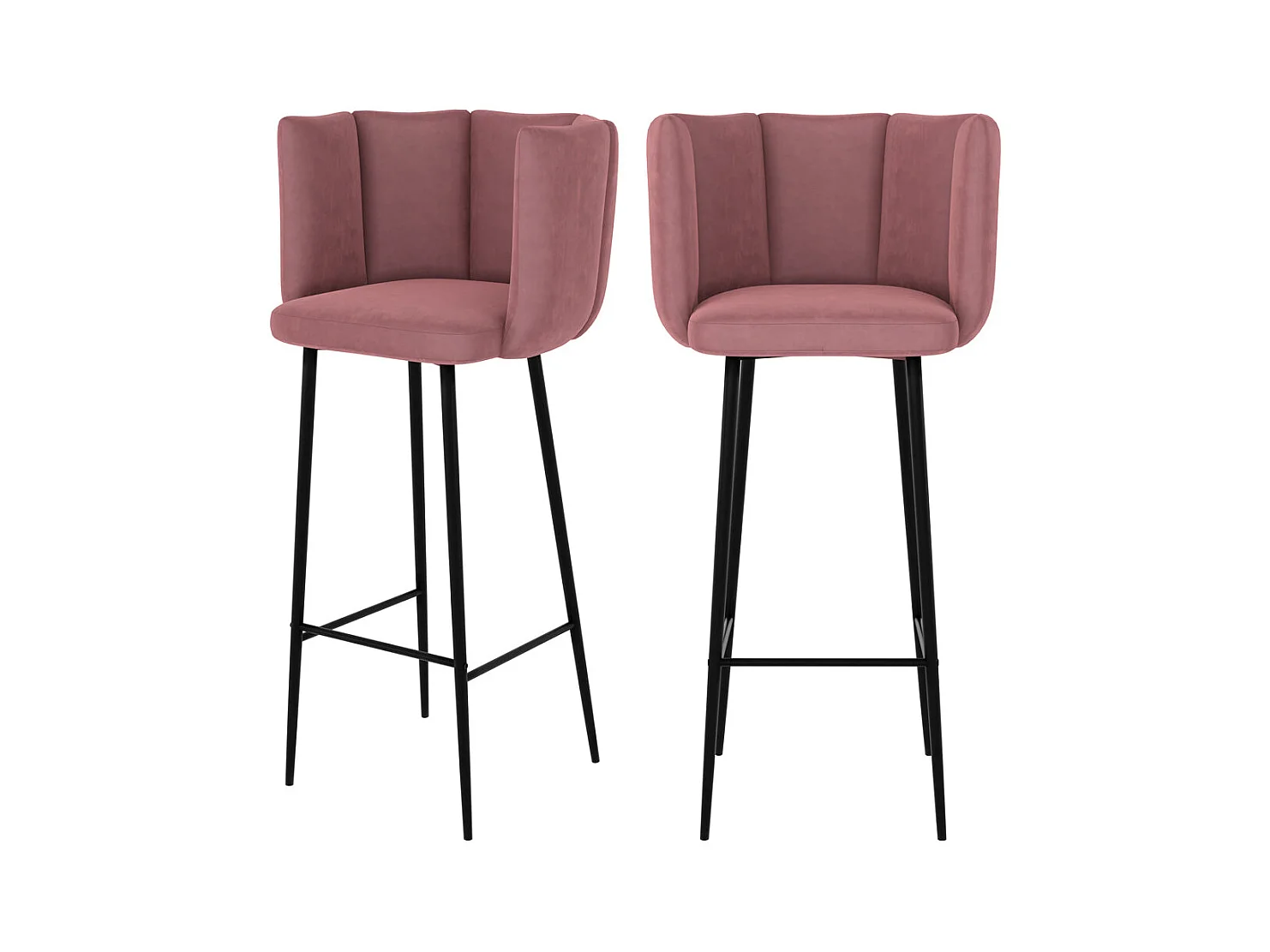 Set di 2 sedie da bar in velluto rosa 75 cm - Rosy