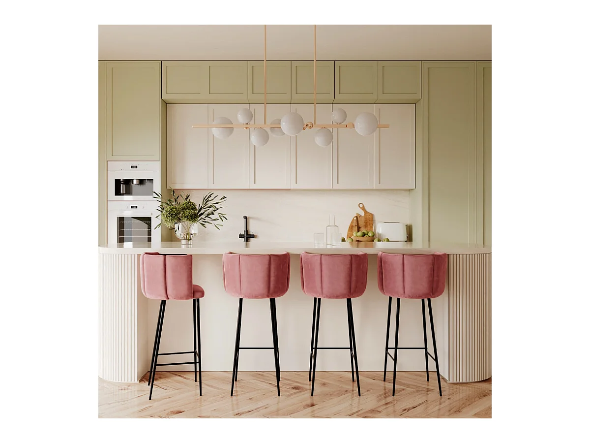 Set di 2 sedie da bar in velluto rosa 75 cm - Rosy