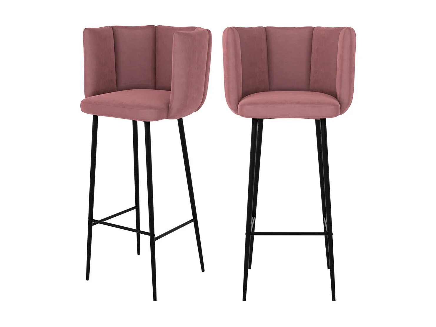 Set de 2 sillas de bar de terciopelo rosa - Rosy