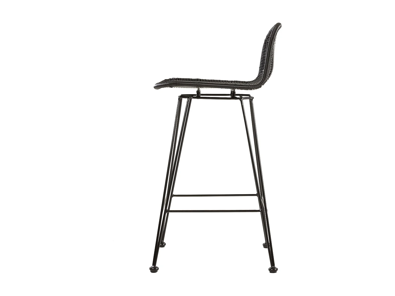 Lot de 2 chaises de bar mi-hauteur 63 cm en résine tressée noire - Jigani