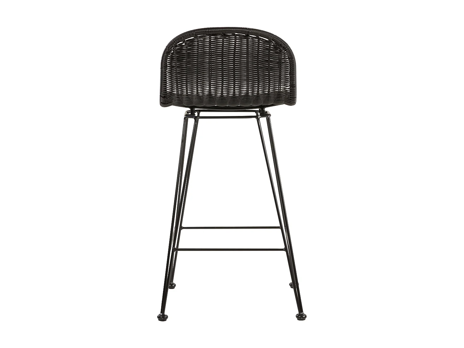 Lot de 2 chaises de bar mi-hauteur 63 cm en résine tressée noire - Jigani