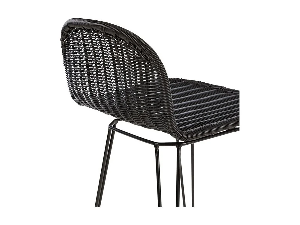 Set di 2 sedie da bar a mezz'altezza 63 cm in rattan intrecciato nero - Jigani