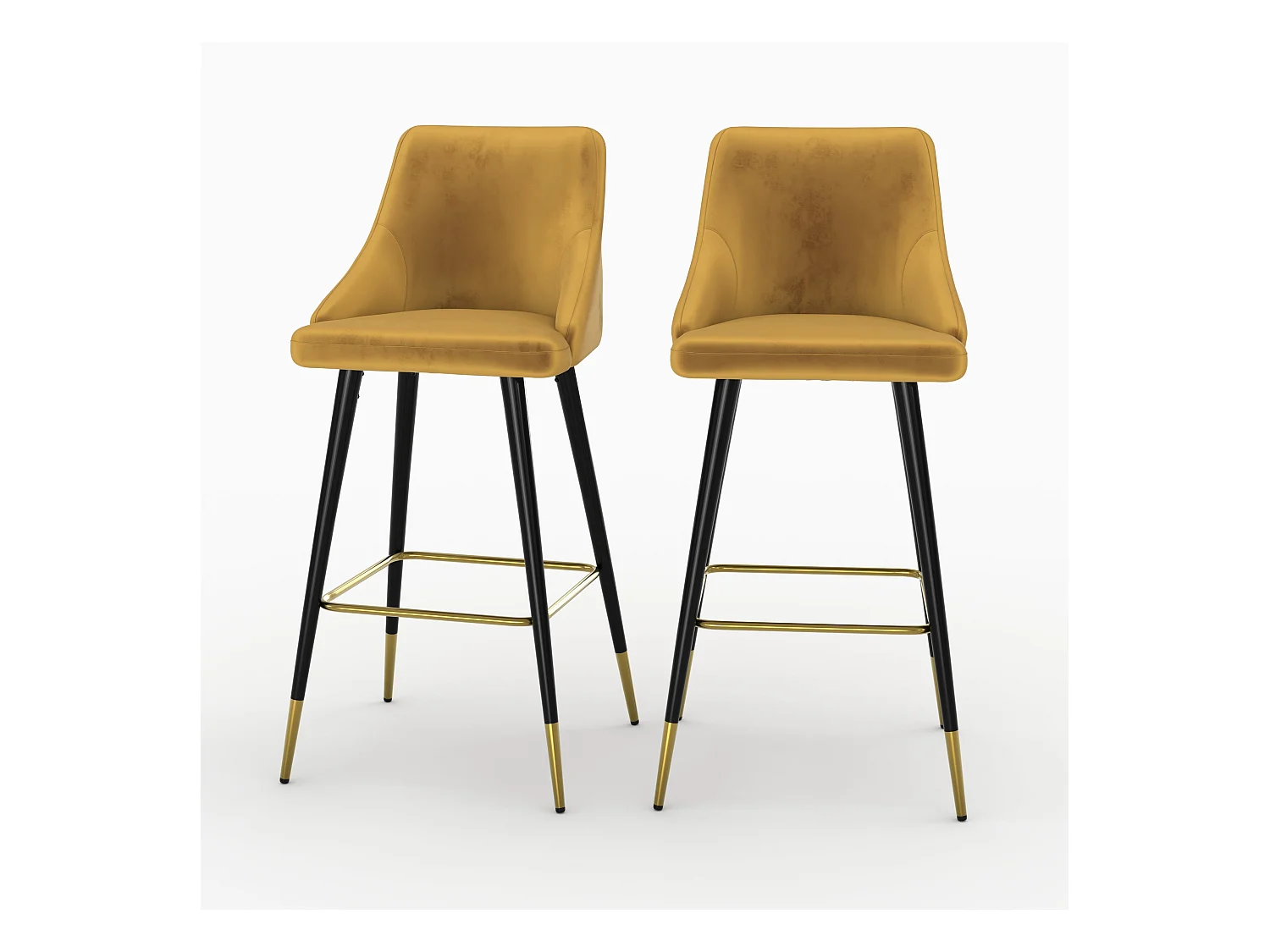 Set de 2 sillas de bar de terciopelo amarillo curry 77,5 cm - Aristote