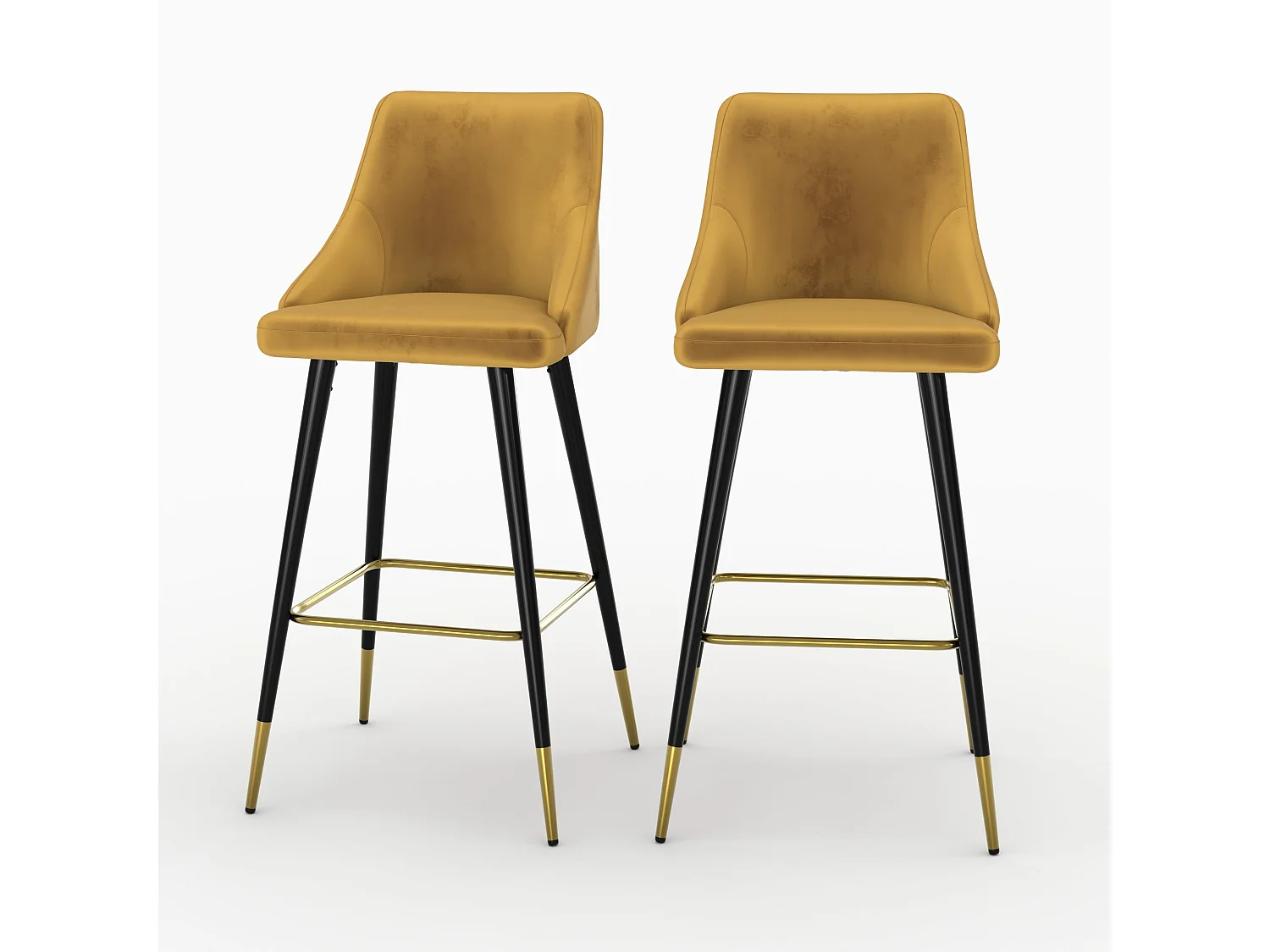 Juego de 2 sillas de bar de terciopelo amarillo curry 78 cm - Aristote