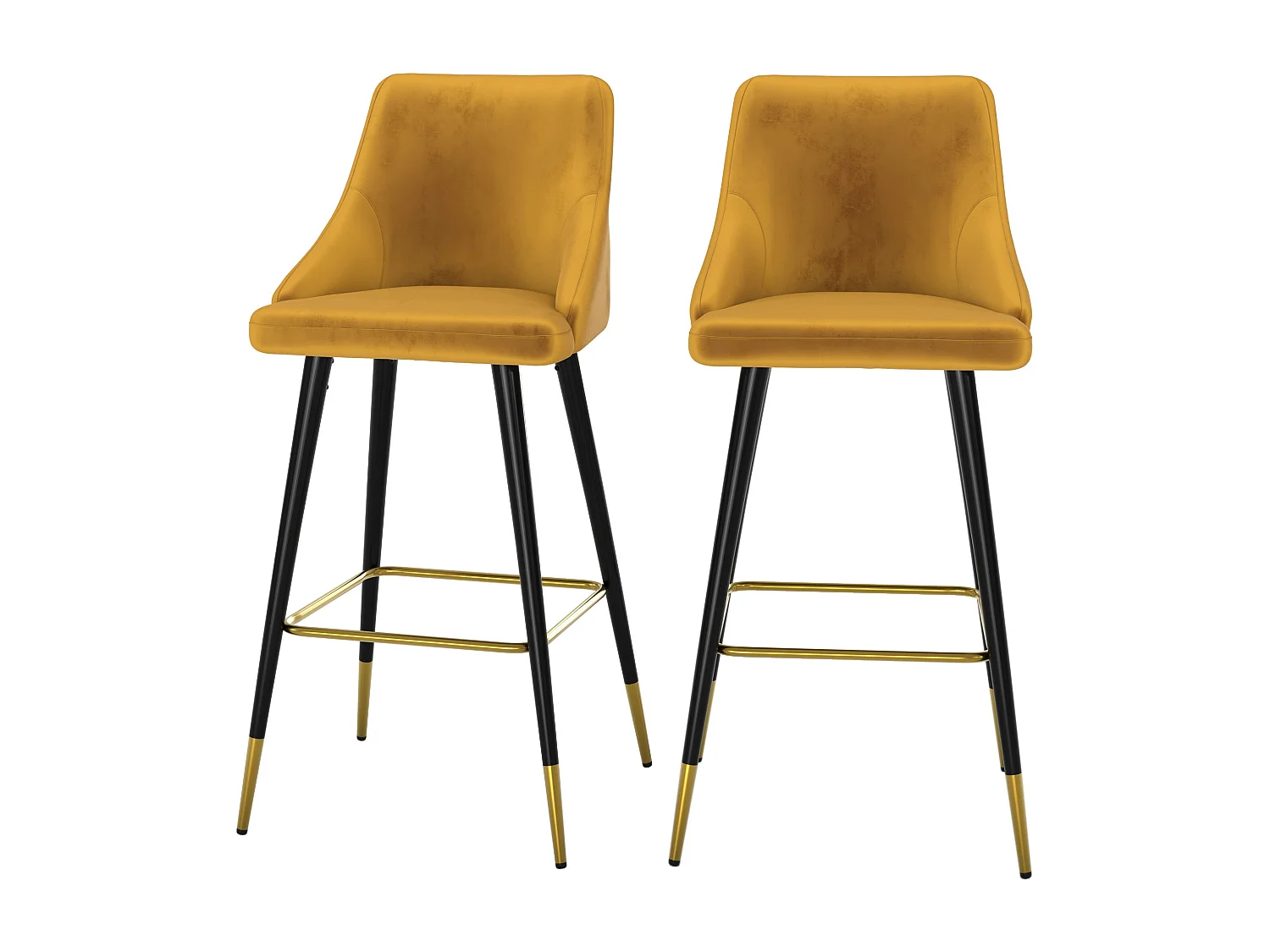 Juego de 2 sillas de bar de terciopelo amarillo curry 78 cm - Aristote