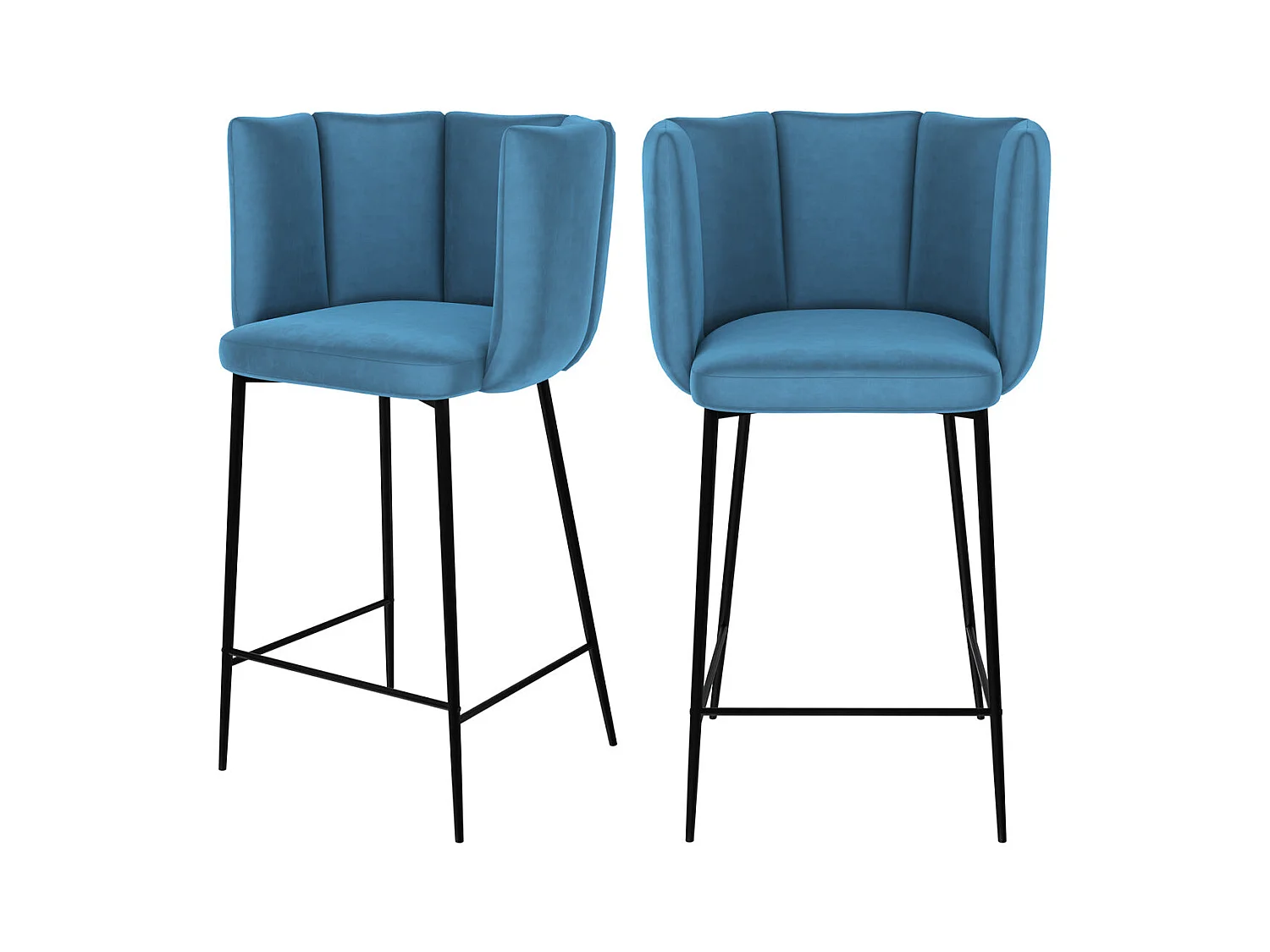 Set de 2 sillas para isla de cocina de terciopelo azul 65 cm - Rosy