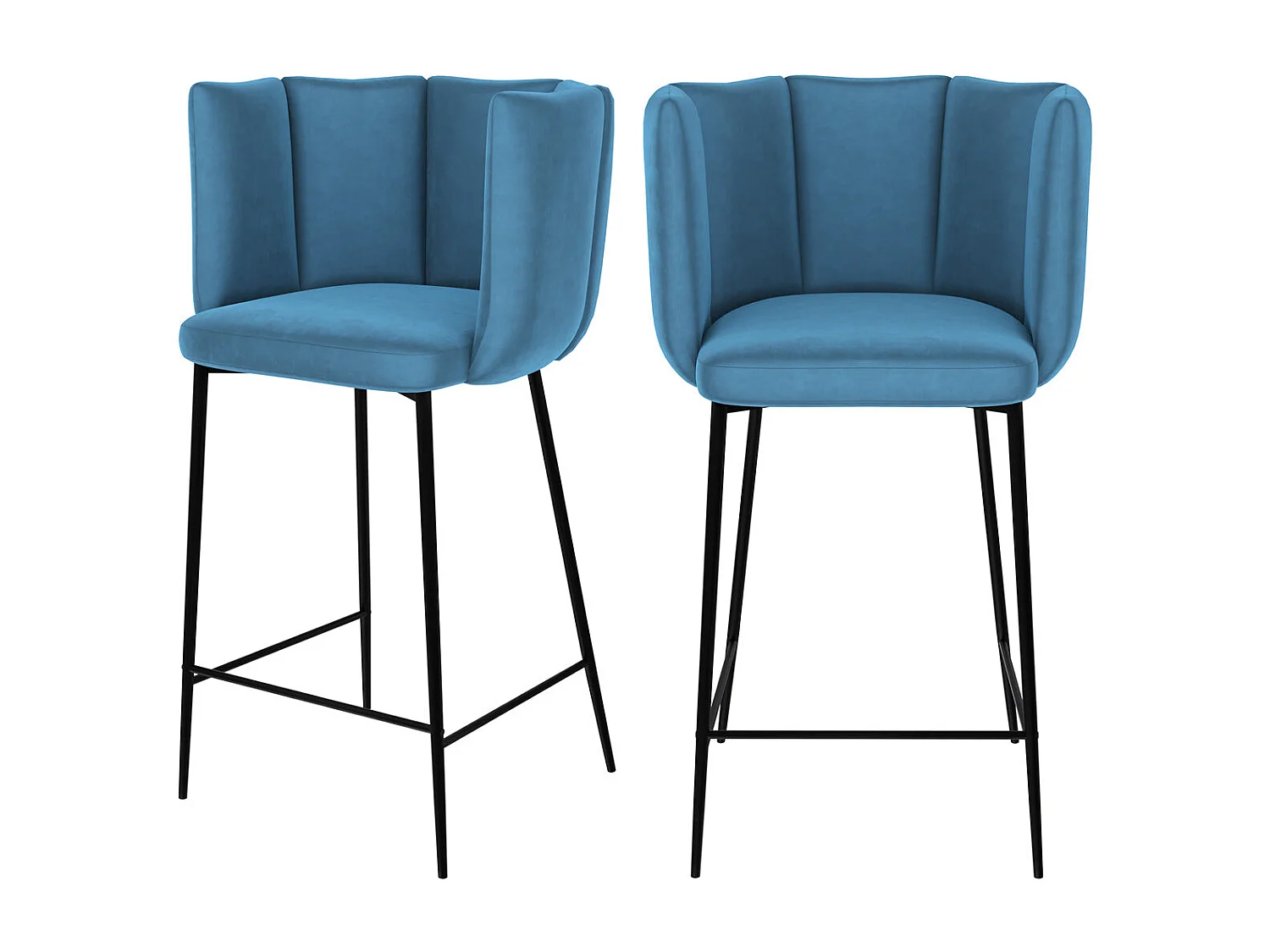 Lot de 2 chaises pour îlot central 67 cm en velours bleu - Rosy