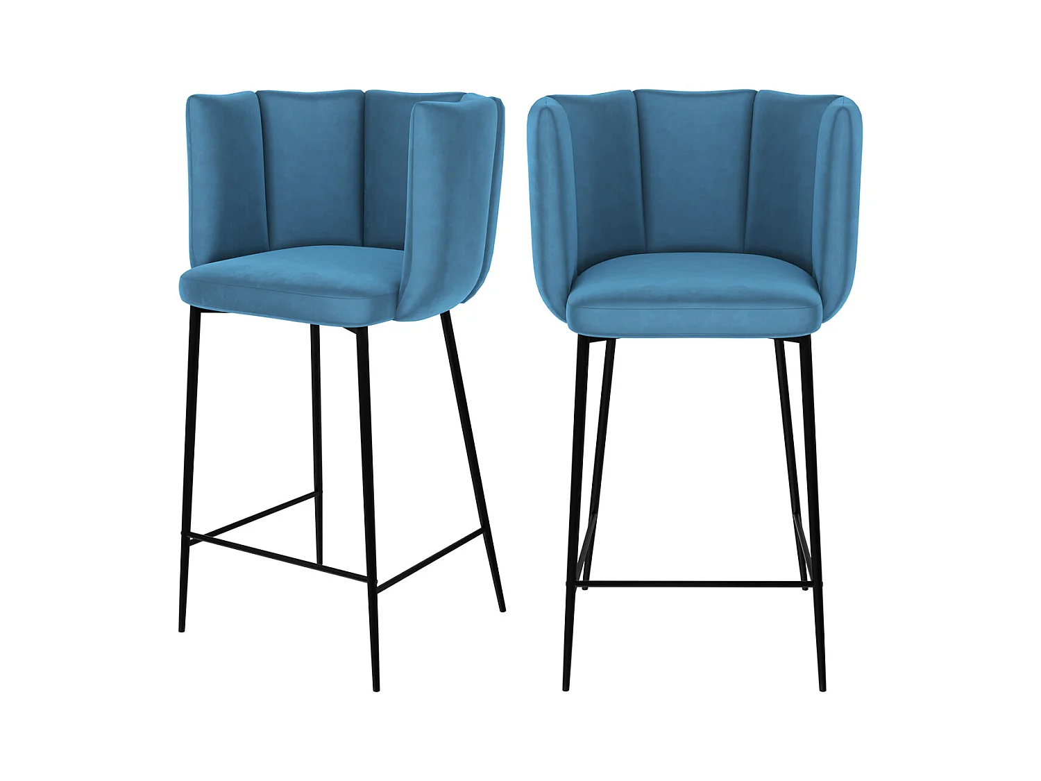 Lot de 2 chaises pour îlot central 67 cm en velours bleu - Rosy