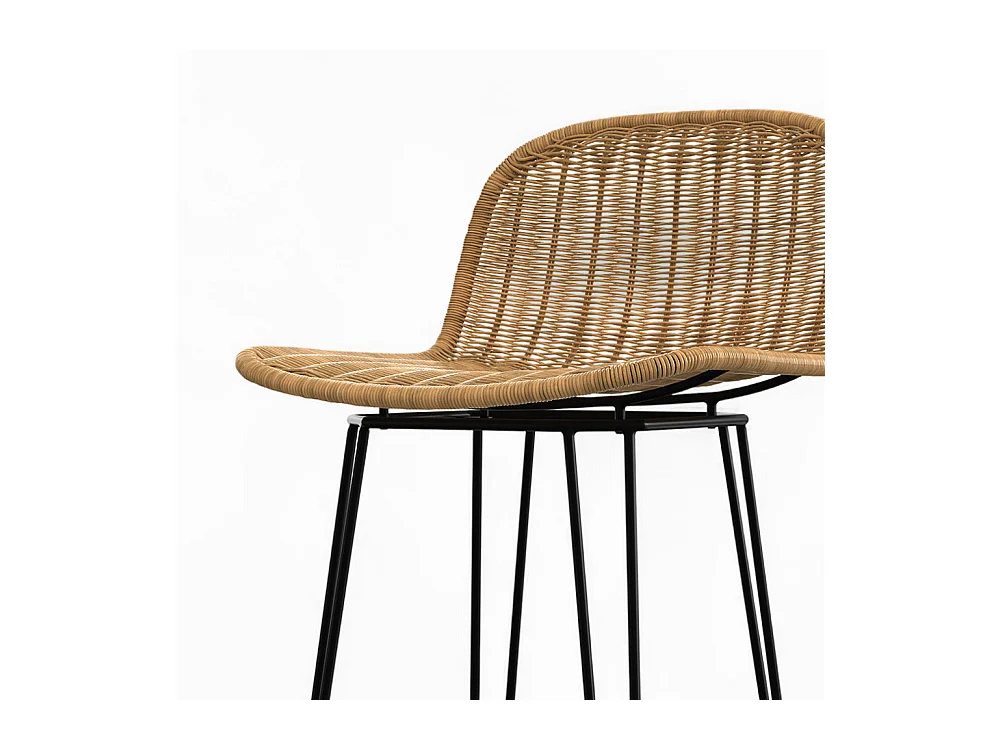 Set de 2 sillas de bar de resina tejida marrón 76 cm - Jigani