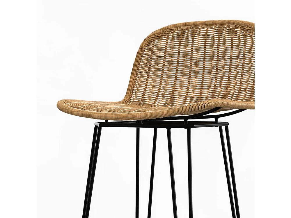 Lot de 2 chaises de bar 76 cm en résine tressée marron - Jigani