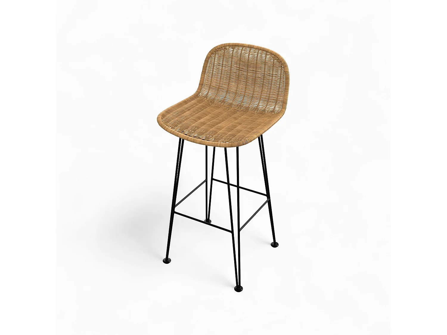 Lot de 2 chaises de bar 76 cm en résine tressée marron - Jigani