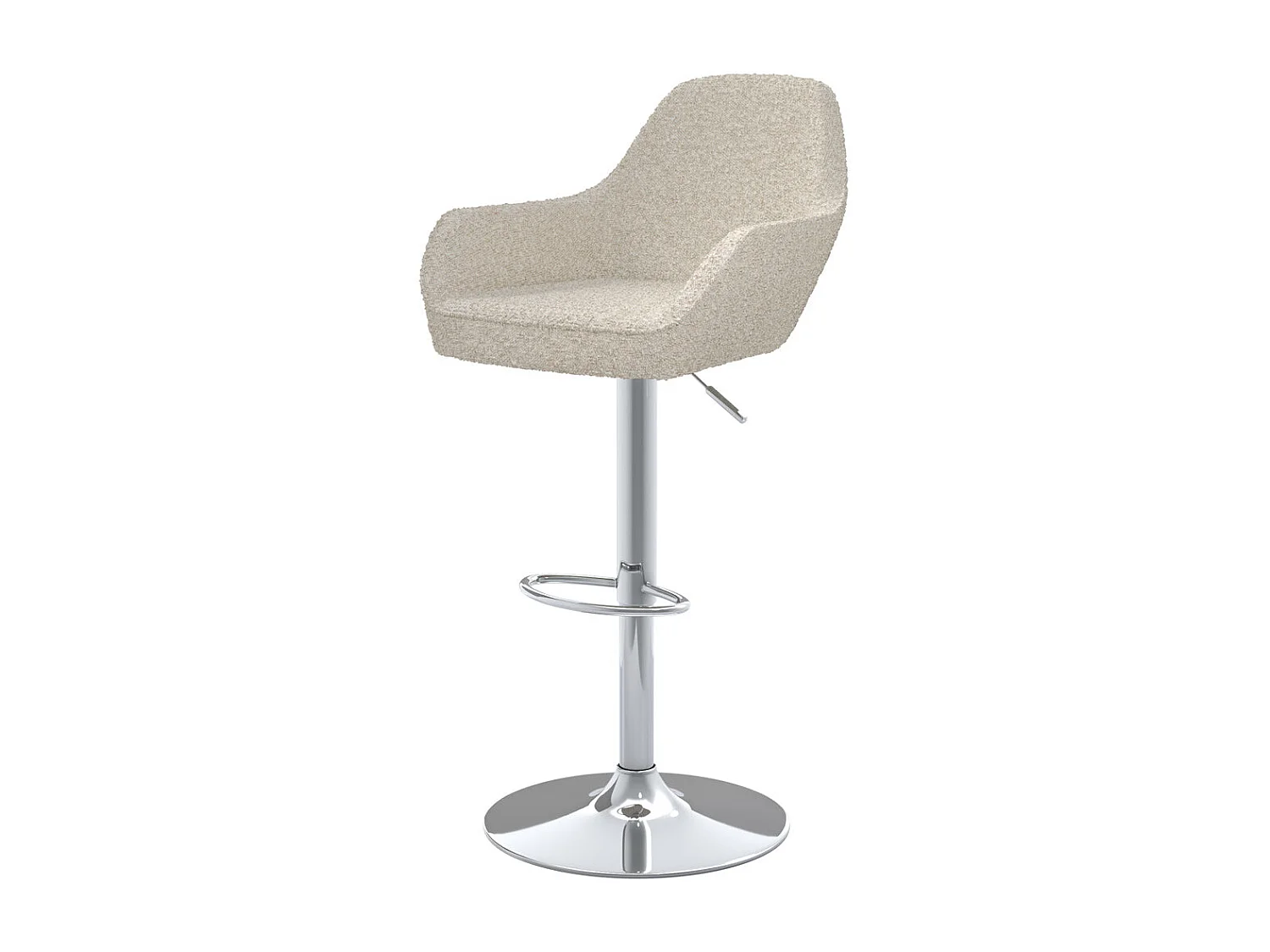 Lot de 2 chaises de bar effet laine bouclette blanc cassé 63/83 cm - Adam