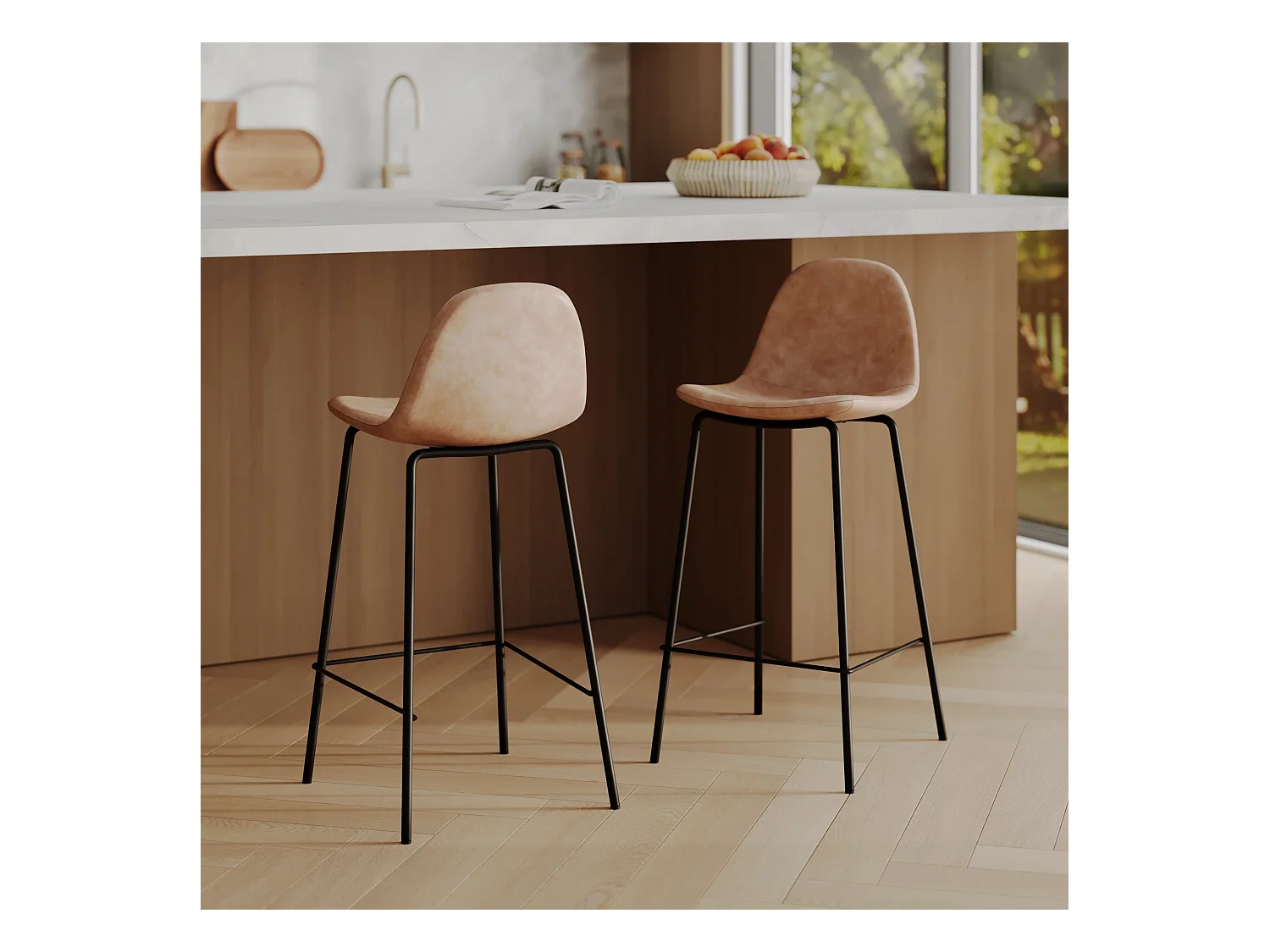 Set di 2 sedie per isola centrale marrone chiaro 65 cm - Henrik