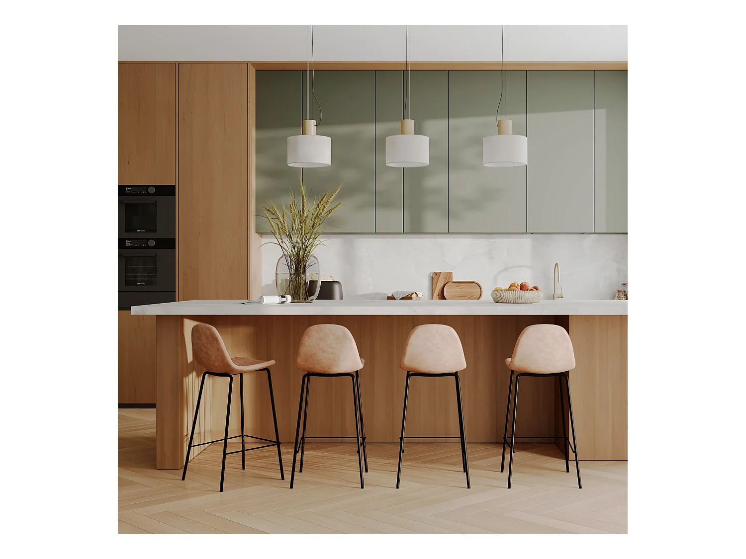 Set di 2 sedie per isola centrale marrone chiaro 65 cm - Henrik