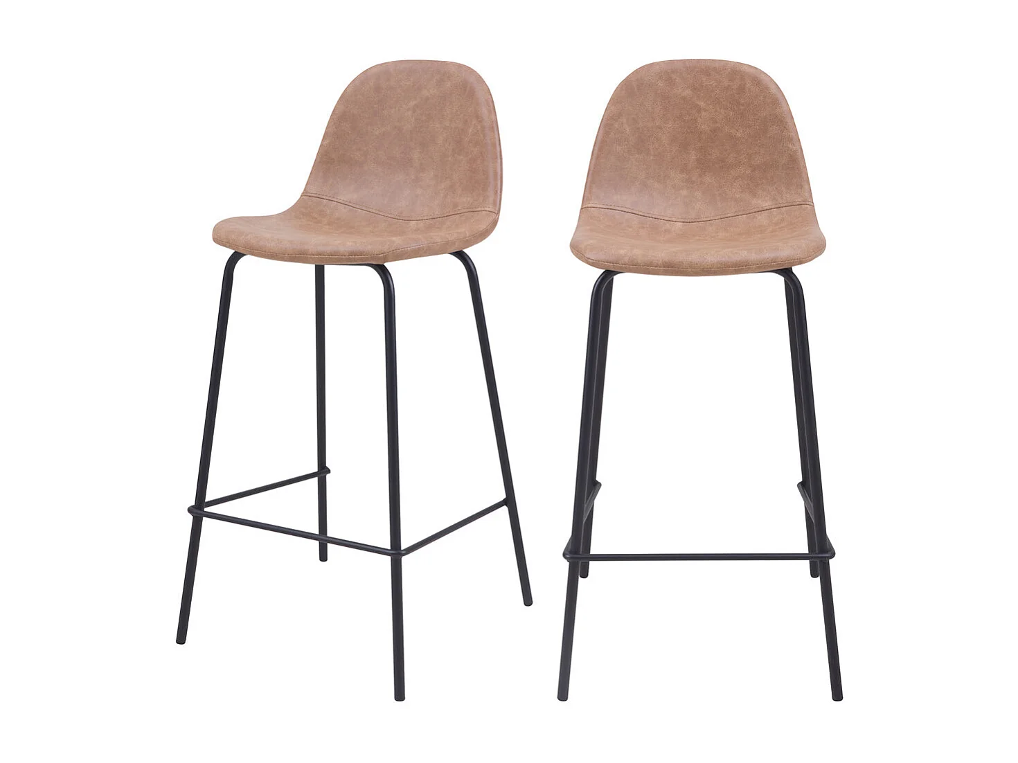 Lot de 2 chaises pour îlot central 65 cm en cuir synthétique taupe - Henrik