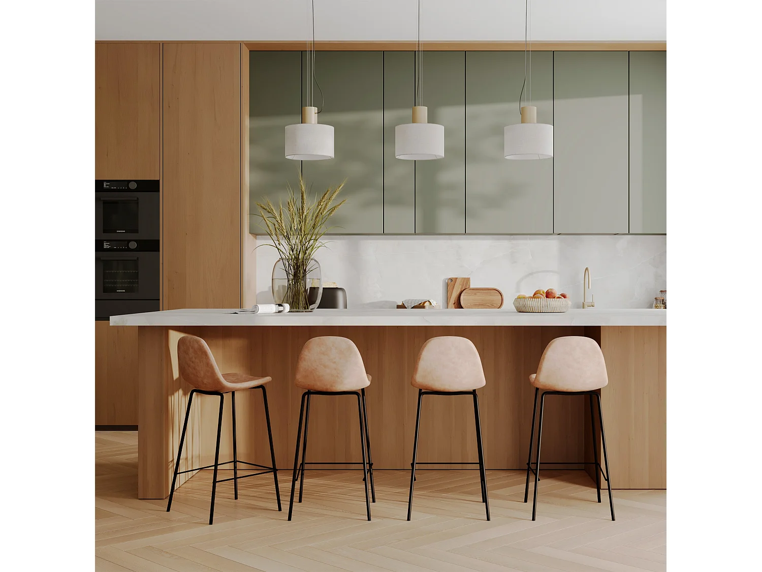 Set de 2 taburetes para isla de cocina marrón claro 65 cm - Henrik