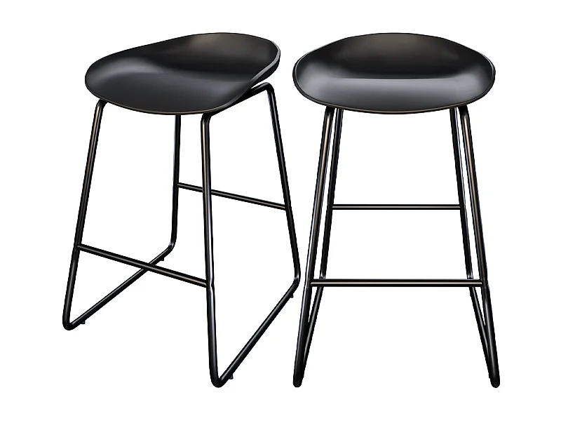 Set de 2 taburetes para isla de cocina de plástico negro 65,5 cm - Yoshi