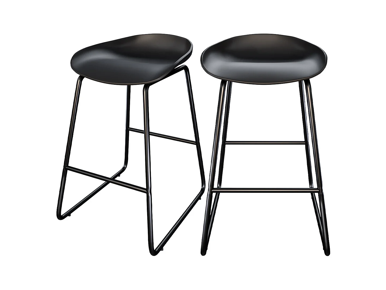 Set de 2 taburetes para isla de cocina de plástico negro 65,5 cm - Yoshi